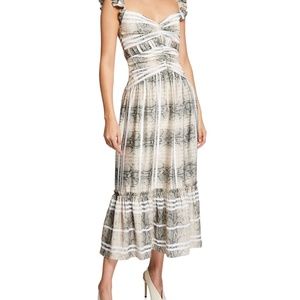 Three Floor Snakes & Ladders Striped Sleeveless Ruffle Dress